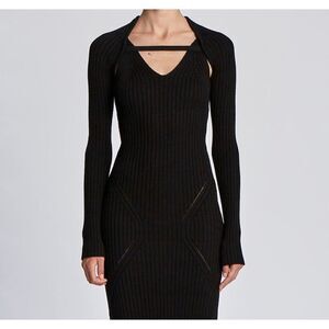 LVIR Black Ribbed Knit Bolero Shrug Long Sleeve Crop Top Small Balletcore Chic
